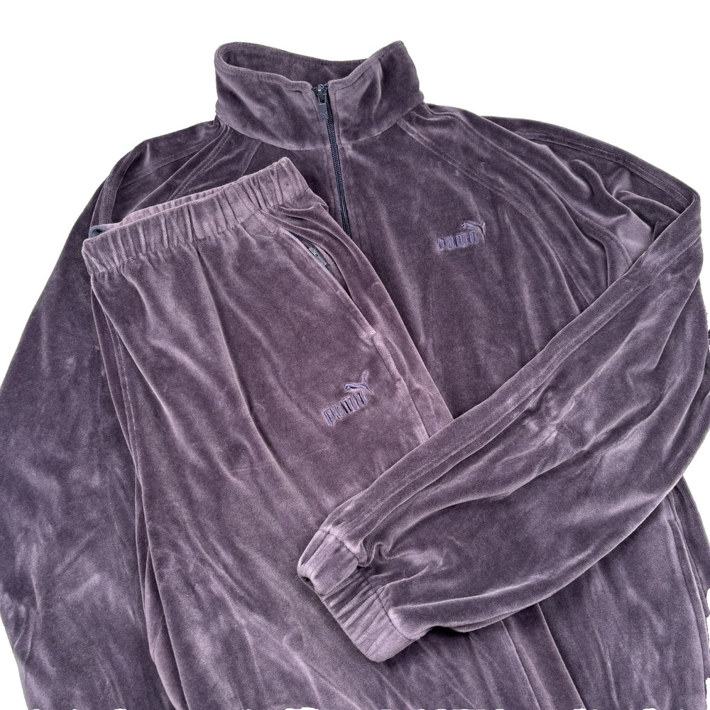 Vintage Y2K Puma Velour Tracksuit Men's XL Purple 2 Piece Set Logo